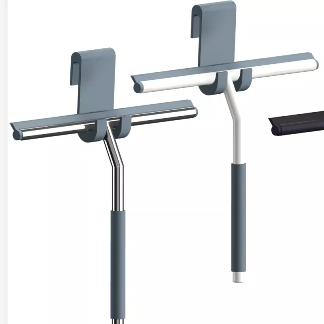 Bathroom Squeegee Window Cleaner Stainless Steel with Silicone Hook over the door