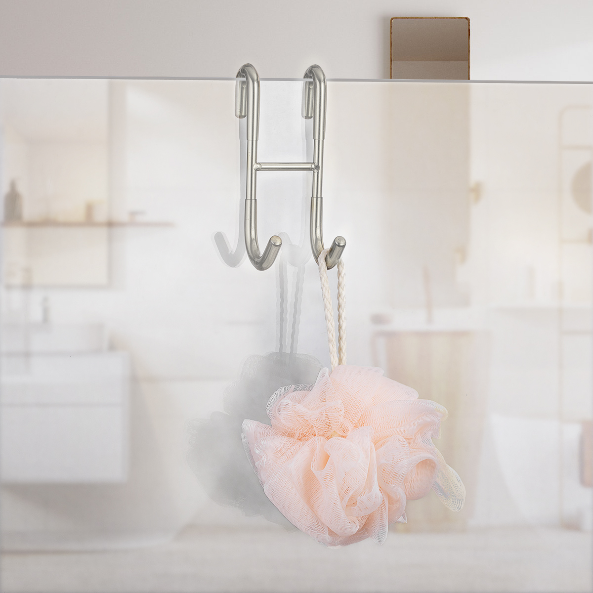 Shower Door Hooks Over Shower Glass Door Hook, Plated Gold, 304 Stainless Steel Rack Hooks, Frameless Bathroom Hanger Drilling-Free, Glue-Free Towel Hooks