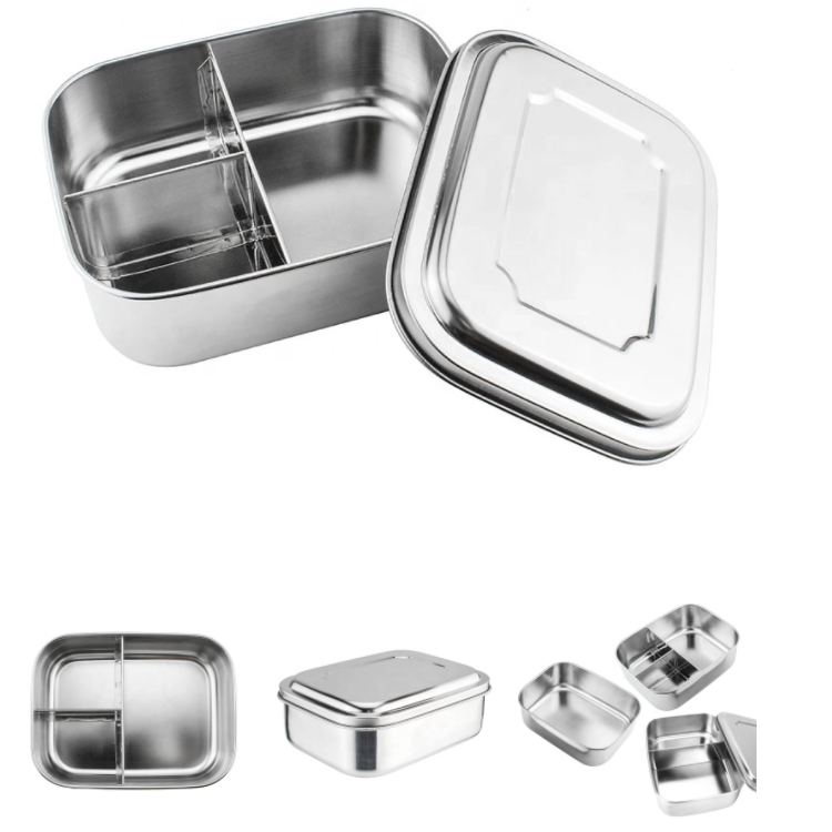 Airtight Stainless Steel Lunch Box with 4 Dividers