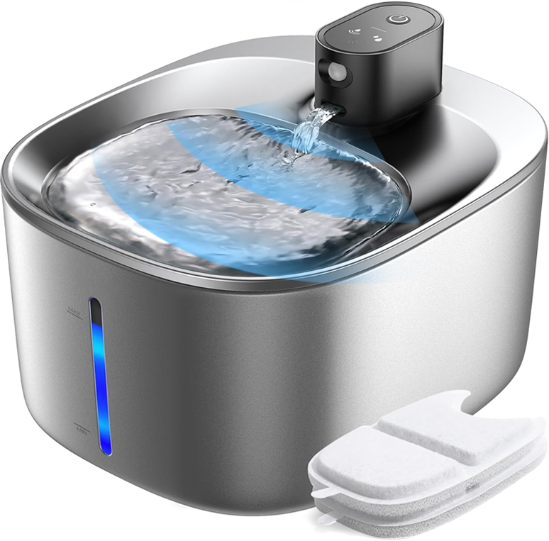 Cordless Motion Sensored Cat Water Fountain Battery Operated