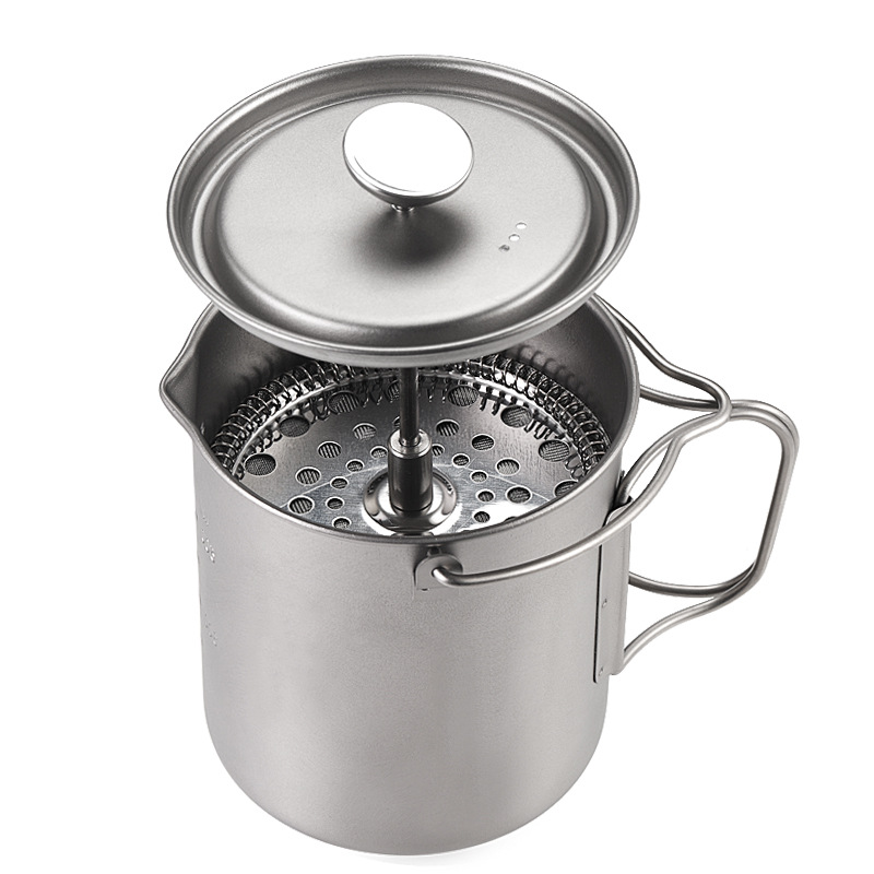 Outdoor titanium French Press Maker Coffee Pot 