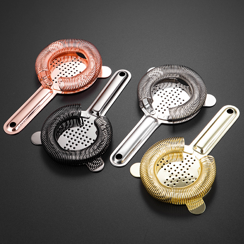 Cocktail Strainer, Rose Gold Stainless Steel Martini Drink Strainer Ice Filter 