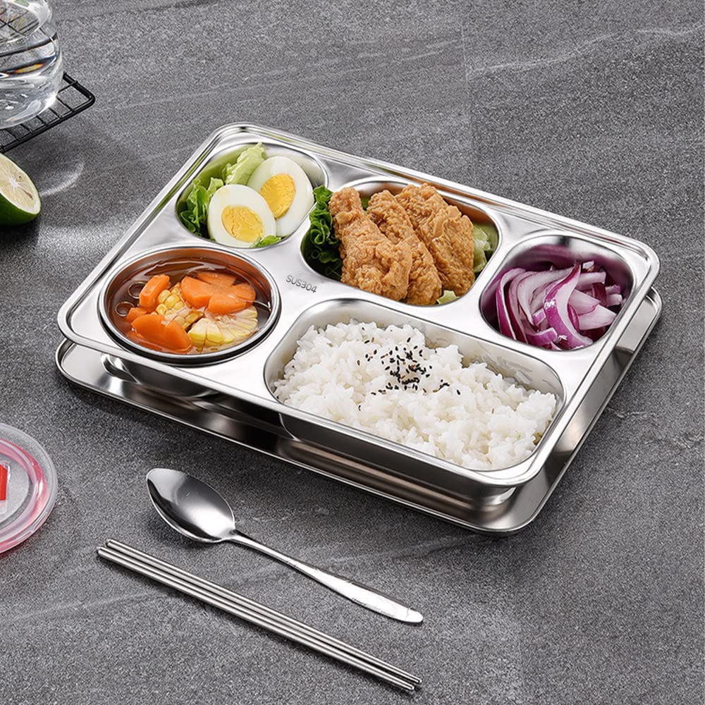  Stainless Steel Divided Plates Kids Toddlers Babies Tray