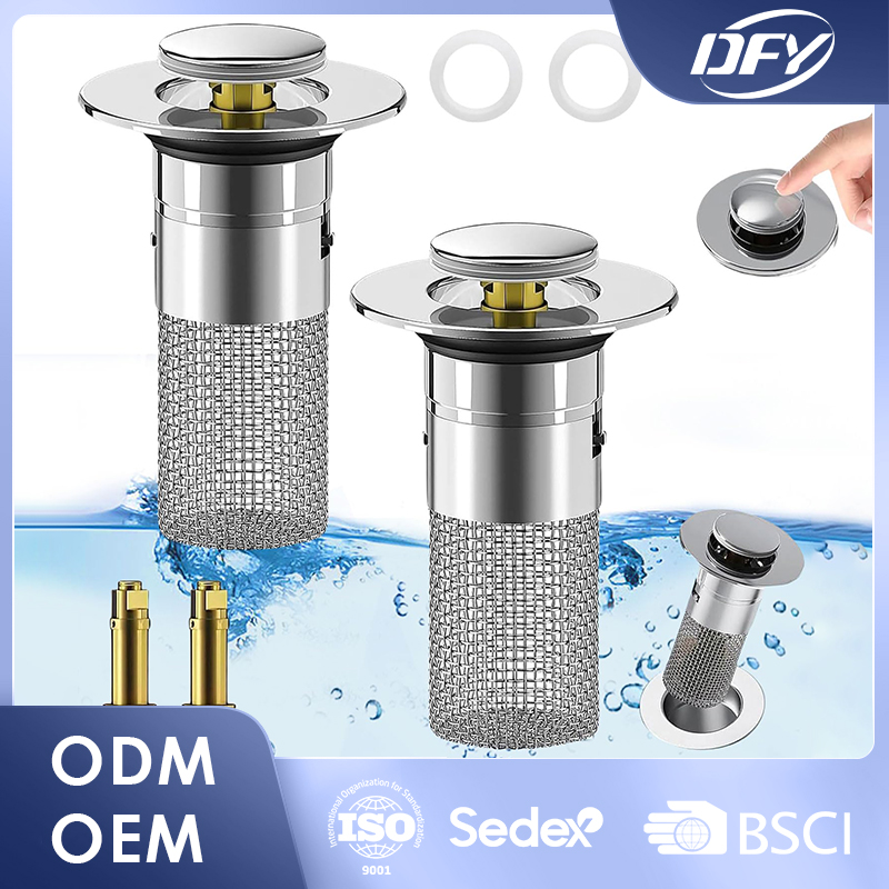 Bathroom Sink Drain Strainer Stainless Steel Metal Pop Up Sink Drain Stopper